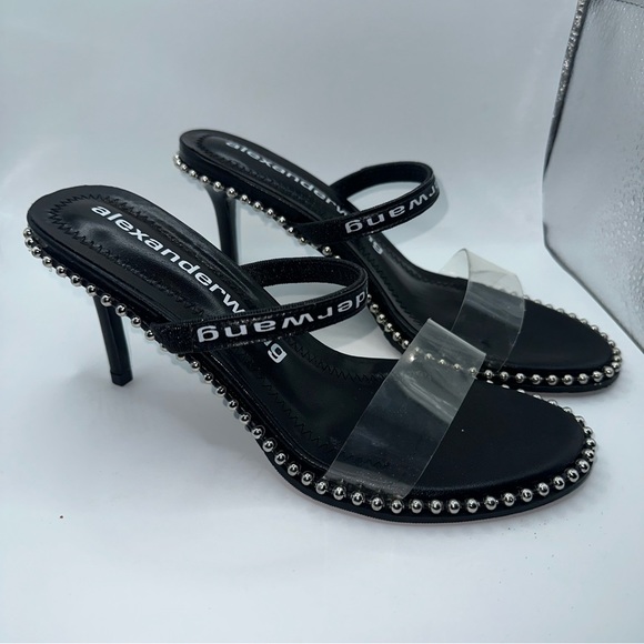Alexander Wang Shoes Women’s US 9N Nova PVC Strap Stud Slingback Clear Heels - Picture 11 of 13